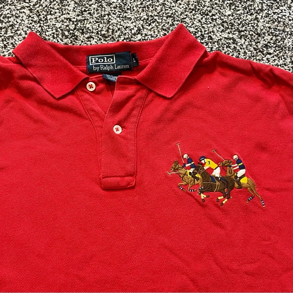 Vintage Rare Polo Ralph Lauren #3 Big Jockey Riders 3 Pony Color Embroidered L‎